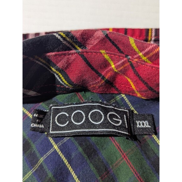 Coogi Mens Button Down Shirt Plaid Union Jack Patches Long Sleeve Pockets XXXL - Picture 7 of 8